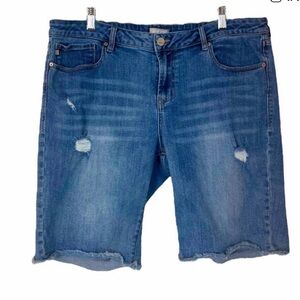 Dear John Women’s Bermuda Jean Shorts Distressed Cut Off Mid Rise Size 32